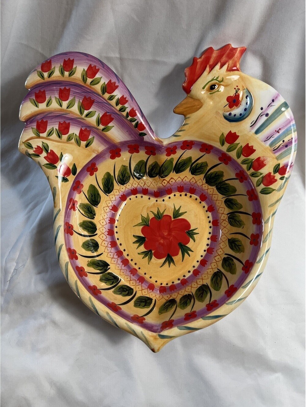Fontana Hand Painted Tabletops Unlimited Rooster Bowl 10”